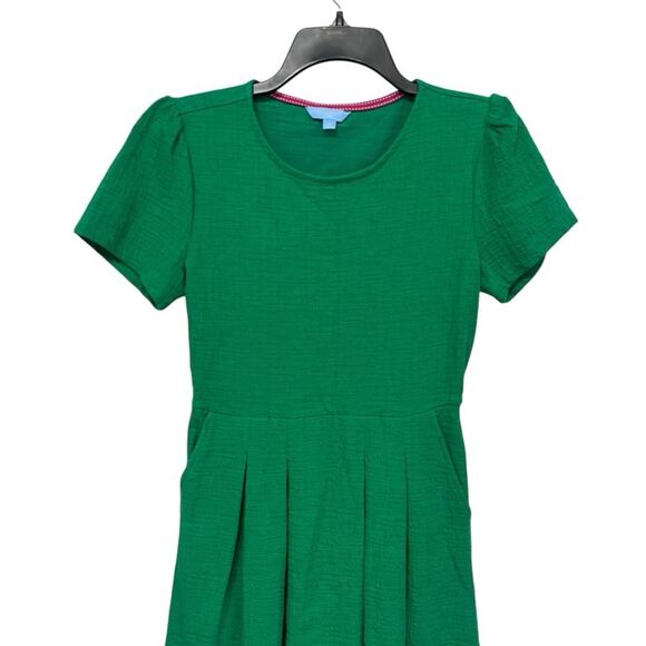 DRAPER JAMES RSVP™ | Pleated Green Roubd Neck Puff Sleeve T-Shirt Dress Size XS - Picture 4 of 10